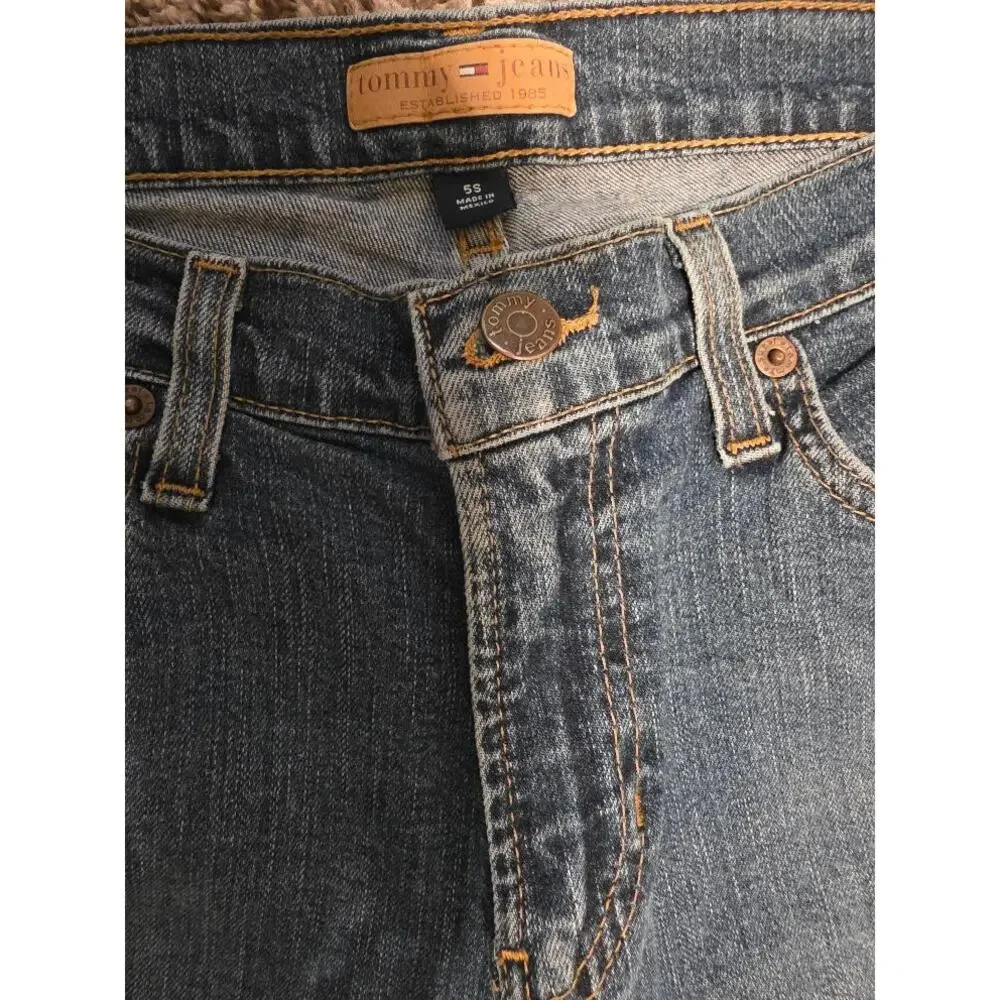 Tommy Jeans Womens 5S Low/Mid Rise Bootcut Jeans Stretch Medium Wash Y2K